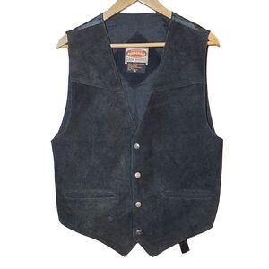 Vintage 80s Paragraff Clothing Genuine Leather Vest Western Button Front Size M